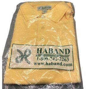 haband  short sleeve collar 1/4 button down yellow medium READ new